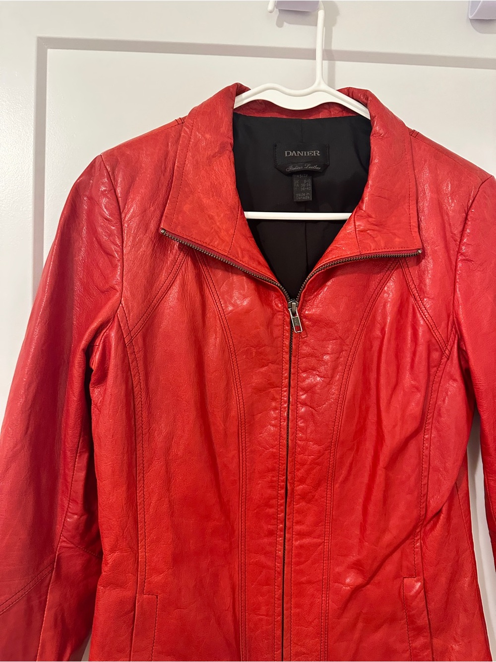 Vintage Danier Red Leather Moto Jacket Size XS Women’s - Picture 3 of 14